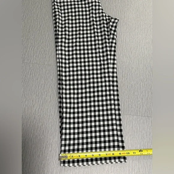 WAYF Gingham Crop Flare Pants Womens Medium Mid Rise Stretch - Picture 10 of 11